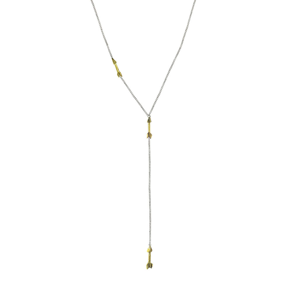 Waxing Poetic Arrow Minuet Drop Necklace - SS/BR - 43cm + 7.6cm ext